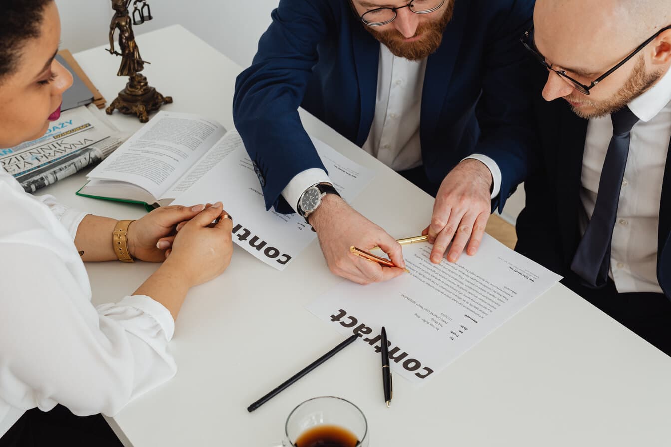 Medical business partners reviewing information together